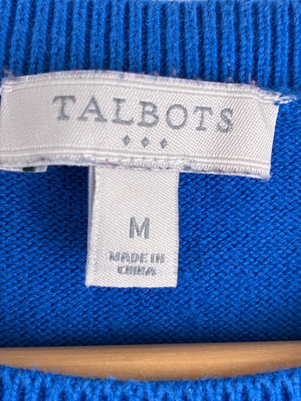 Talbots Classic Preppy Cable Knit Sweater Blue 100% Cotton Size Medium Capsule - Picture 5 of 6